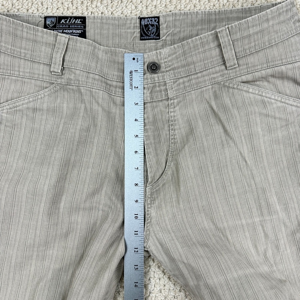 Kuhl Crag Series Pants Mens 40x32 Beige Tan Pinstripe Hiking Outdoor Gorpcore - Picture 7 of 14